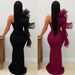 Elegant Floral Lace Sleeve Bodycon Dress For Women - Slim Fit Long Fish Tail Evening Gown With Slash Neckline - Black & Wine Red_ecoleips.com