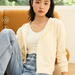 Autumn Winter Hooded Zipper Sweatshirt For Women, Skin-Friendly Outerwear, Korean Style With Drawstring Pocket, Soft And_ecoleips.com