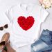 Pink Heart Pattern Simple Cartoon Women's Clothing Half Sleeve Trendy Loose Plus Size T-Shirt For Women_ecoleips.com