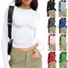 1pcs Four Seasons Fashion Senior Women T-shirt Long Sleeve Crew Neck Solid Slim Fit Tee Ladies Crop Top Daily Streetwear Camis_ecoleips.com