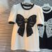 Women's Clothing Super Large Size 300 Catties Women's Short Sleeved Tops Fat Girls Reduce Age Leisure Versatile Loose Bow Short Sleeved T Shirt_ecoleips.com