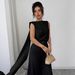 Elegant Sleeveless Blouse for Women with Flowing Ribbon Detail Breathable Polyester Blend Top for Office And Evening Wear_ecoleips.com