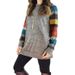 2025 Spring And Autumn Plus Size Women's Striped Shoulder Long Sleeved Color Blocked Hoodie Round Neck Loose T-shirt_ecoleips.com