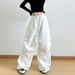 White Paratrooper Work For Women In Spring Autumn, Loose And Slimming, American Style Sports, Floor Mopping, Straight_ecoleips.com