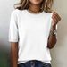 2026shein Cross-border European And American Independent Site Short-sleeved Round-neck Casual Sweater New_ecoleips.com