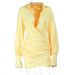 JY25334 Women's Sexy Deep V Neck Pleated Bodycon Shirt Dress European American Style Short Skirt Cross Border Hot Girl Fashion_ecoleips.com
