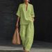 Spring/Summer Women's Loose Casual Comfortable Two Piece Set Simple Solid Color American Style_ecoleips.com