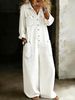 Women's Retro Wide Leg Jumpsuit Long Sleeve Denim Lapel Casual Elegant Fashion Spring/Autumn Summer Cotton Polyester_ecoleips.com