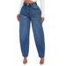 American-style Design Lantern Pants, Vintage Denim For Women, Blue, Loose-fitting, Slimming, Casual Harem Pants_ecoleips.com