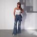 Women's Clothing Women's Slim Fit Distressed Cargo Jeans Lace Up Details High Street Style Spring Flattering Slightly Flared Denim_ecoleips.com