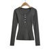 Vintage-Inspired Henley Neck Long Sleeve Tee – Stretchy Cotton Blend Slim Fit Top For Effortless Retro Chic_ecoleips.com