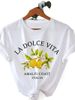 European And American Cross-border Foreign Trade Women's Clothing, Fruit Lemon Print Round-neck Short-sleeve T-shirt Top_ecoleips.com