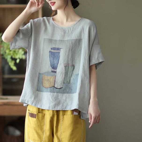 A Loose-Fitting, Short-Sleeved Casual T-Shirt With A Round Neck That Pairs Well With Various Outfits; Also Available As_ecoleips.com
