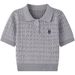 Women's Slim Fit Short Knit Top Summer New Embroidered Bear Cable Knit Collar Sweater Versatile_ecoleips.com