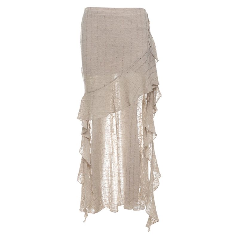 Verve 2025 Summer New Wave Pattern Irregular Slim Fit Sexy Versatile Women's Skirt_ecoleips.com