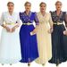 Elegant V-Neck Evening Dress With Rhinestones Plus Size A-Line Maxi Dress For Wedding/Banquet/ Wrinkle-Resistant Polyester_ecoleips.com