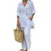 Women's Lapel Long Sleeved Cardigan And Pants Set Spring Summer Two-Piece Outfit Top Bottom Fashion_ecoleips.com