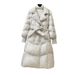 Elegant Women's Trench Coat Down Jacket With Slim Fit, Double Breasted, Waist Belt & Long Length For Winter Fashion_ecoleips.com