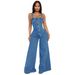 Women's Clothing Fashion Casual Sexy Overalls Denim Jumpsuit Wide Leg Pants_ecoleips.com