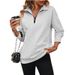 Autumn/Winter Sportswear: Long-Sleeved Hoodie With Half-Zip, Solid Color, Loose Fit_ecoleips.com