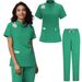 Women's Clothing Surgical Suit Uniform Women's Jogging Pants Hospital Pharmacy Work Clothes Soft Micro Elastic Hand Washing Clothes SPA Short Sleeve_ecoleips.com