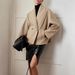 Women’s Short Pea Coat – Oversized Double-Breasted Jacket, Stand Collar, Sophisticated Autumn/Winter Style_ecoleips.com