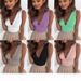 Women's Clothing Pleated Deep V Sexy Multicolor Casual Vest Women's Tops_ecoleips.com