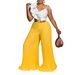 Women's Clothing Sexy Ruffle Sleeveless Top Wide Leg Wide Leg Pants Fashion Suit_ecoleips.com