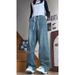 Early Autumn Fashion Retro Jeans For Men And Women High Street Trend Washed Bamboo Pattern Loose Versatile Wide-Leg_ecoleips.com