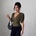 2026 European And American Fashion Elegant Hot Girl Solid Color Deep V-Neck Small Flutter Sleeve_ecoleips.com