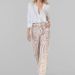Women's Elegant Geometric Print Pants Set – Wrinkle-Free Polyester Office Wear, Long Sleeve Blouse & Trousers_ecoleips.com