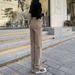 Khaki High-Waisted Straight-Leg Jeans For Women, Spring New Loose Slimming Cigarette Pants, Autumn Wear_ecoleips.com