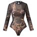 Women's Retro Long Sleeve One Piece Swimsuit With Cover Up Skirt Sun Protection European American Style Summer Swimwear_ecoleips.com