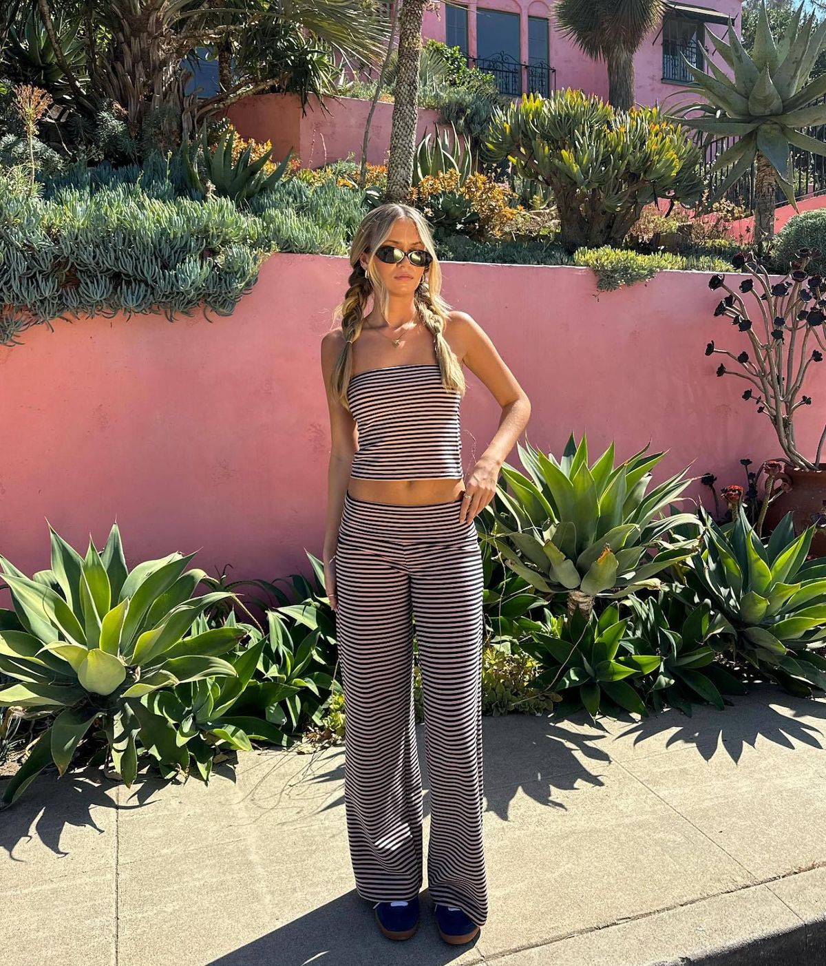 Women's Clothing Women's Minimalist Striped Wide Leg Pants Folded Waist Casual Street Style Suit Hot Girl Trendy High Waist Pants_ecoleips.com