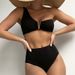 Women's Clothing Solid Color One Shoulder Backless Bikini Swimsuit High Waist V Neck Sexy Split Swimsuit In Stock_ecoleips.com