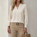 Women's Striped Stand Collar Long Sleeve Shirt Style Commuter Top Relaxed Everyday Wear Comfortable Feshion_ecoleips.com