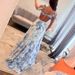 French Style Ruffled Chiffon Floral Halter Neck Strappy Deep V Neck Big Swing Dress With Ribbon For Seaside Vacation Party_ecoleips.com