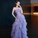 Purple Strapless Evening Gown Ethereal Luxurious Princess Style Dress For Engagements Runway Shows Women's Party Wear_ecoleips.com