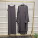 Verve Abaya Muslim Women's Clothing Dubai Turkey Batwing Sleeve Robe Inner Dress Two-Piece Set_ecoleips.com