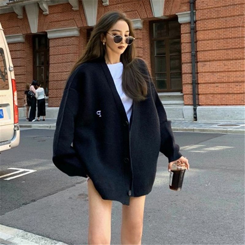 2026 Retro Casual Loose Long-Sleeve Knit Cardigan With Letter Embroidery Sweater Jacket Wholesale_ecoleips.com