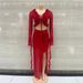 Women's Clothing Women's Long Skirt Suit Sexy Slit Hip Wrapped Cardigan Lace Up Top Clothing Set For Formal & Casual For Women_ecoleips.com