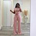 High Elasticity Slimming Wide Leg Pants Set High Waisted Twisted Two Piece Set Solid Color European And American Style Summer Wear For Women D10129_ecoleips.com
