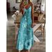 Women's Clothing American Style Summer Dress Digital Print Suspender V Neck Sleeveless Long Dress_ecoleips.com