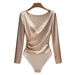 Women’S Slim-Fit Long-Sleeve Bodysuit – V-Neck Pure Color Jumpsuit (Apricot/Burgundy/Navy) For Casual & Layering_ecoleips.com