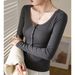 2025 Button Down Bottom Shirt For Women's Autumn/Winter 2025 New Outside To Show Off Thinness, Worn On The Ide Long_ecoleips.com