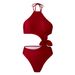 Women's Clothing New 3D Three Dimensional Flower Sexy Halter Neck 2 Piece Swimsuit Women's Swimsuit Suit Chiffon Skirt_ecoleips.com
