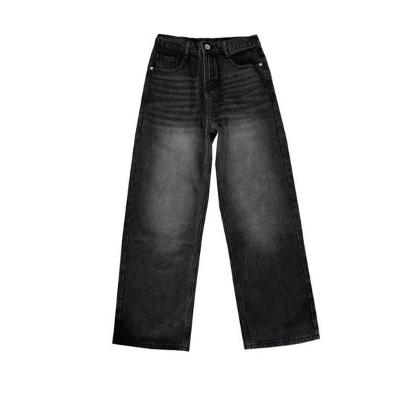 American-style Fashion Gray Niche Washed Wide-leg Jeans For Women 2026, Casual, Relaxed, Loose, Slimming, Trendy Long_ecoleips.com