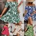 New Casual Off-Shoulder Dress Short Sleeve Loose Floral Print Women's Fashion Dress_ecoleips.com
