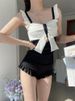 Sophie One Piece Swimsuit for Women Japanese Style High Waist Conceals Tummy Cute Sexy Instagram Style Hot Spring Resort Fresh Alluring_ecoleips.com