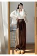 K Wide Leg Pants For Women With Thickened Velvet, New Straight Leg Suit Pants_ecoleips.com
